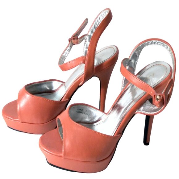 Anne Michelle Open Toe Slingback Stiletto Heel, Size 9 Strappy Platform Heel - Picture 7 of 11